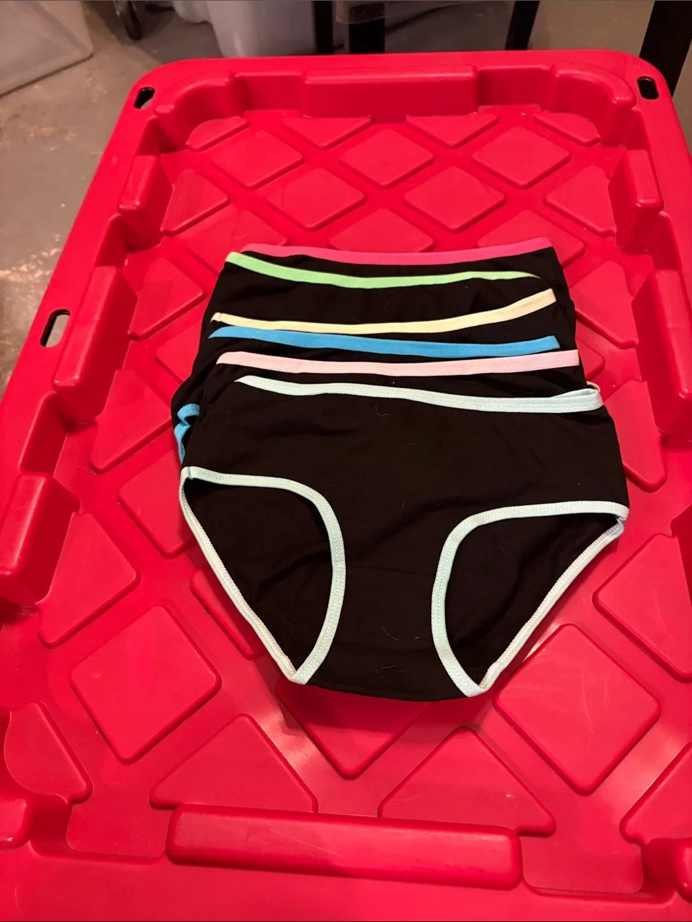 Girls' Black Bikini Briefs with Pastel Trim - Pack of 4